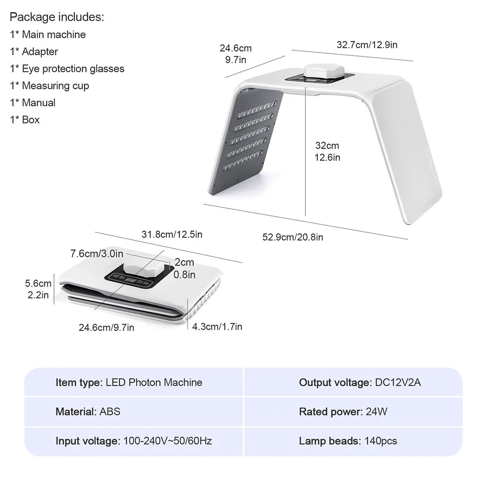 Foldable LED Photon Therapy Mask with Nano Spray